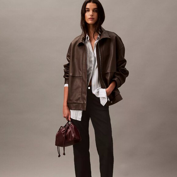 Calvin Klein Relaxed Viscose Button Down Shirt striped (NWT) - Picture 2 of 6